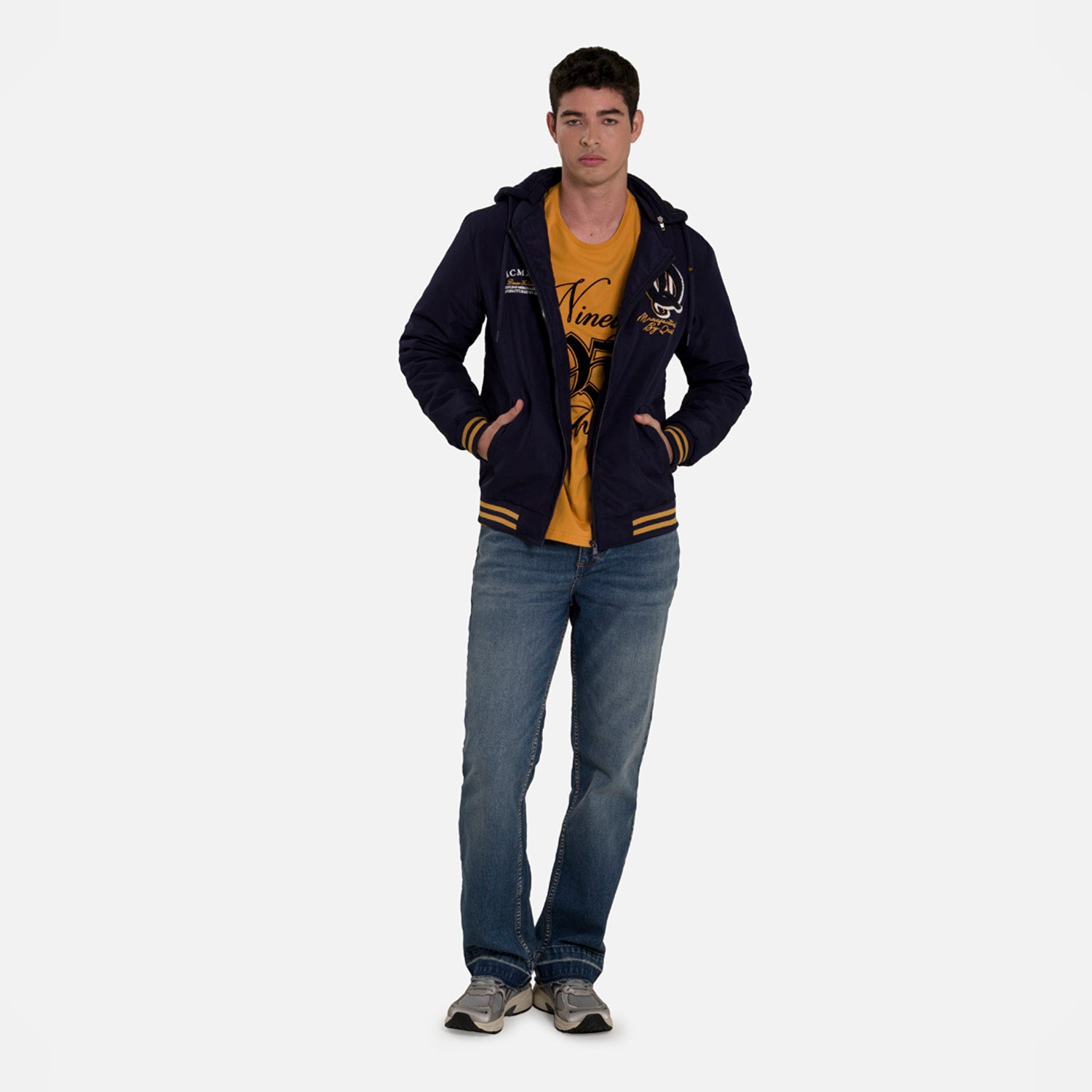 CHAMARRA BOMBER COLOR AZUL OSCURO