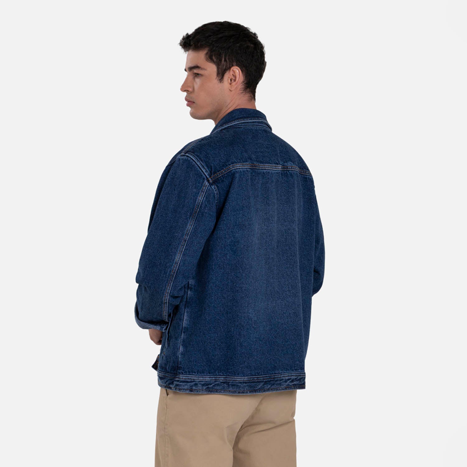 CHAMARRA TRUCKER COLOR AZUL MEDIO OSCURO