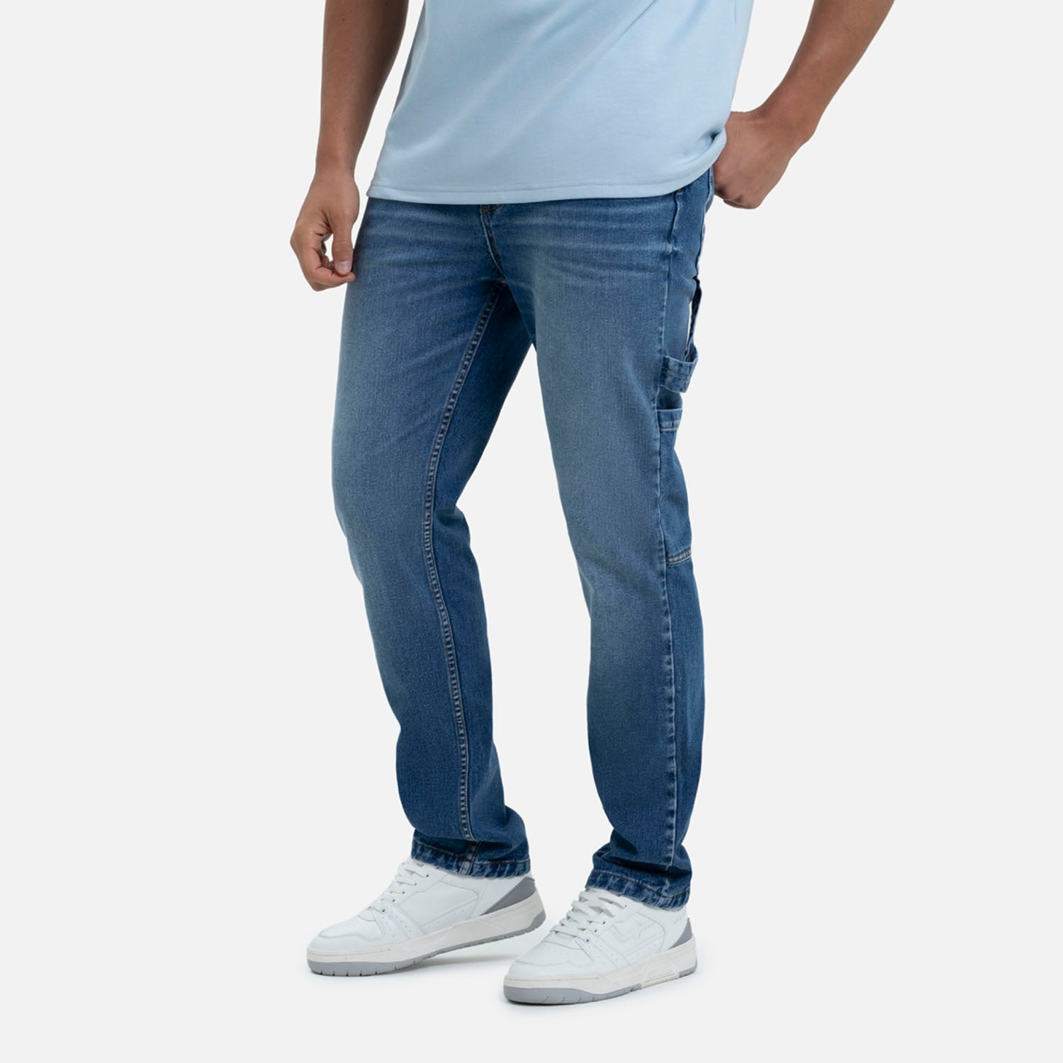 JEANS CARGO COLOR AZUL MEDIO