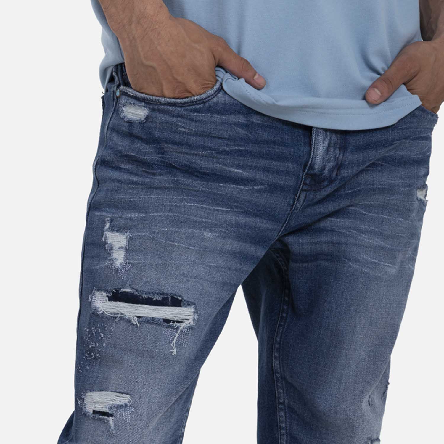 JEANS 5 BOLSILLOS COLOR AZUL MEDIO