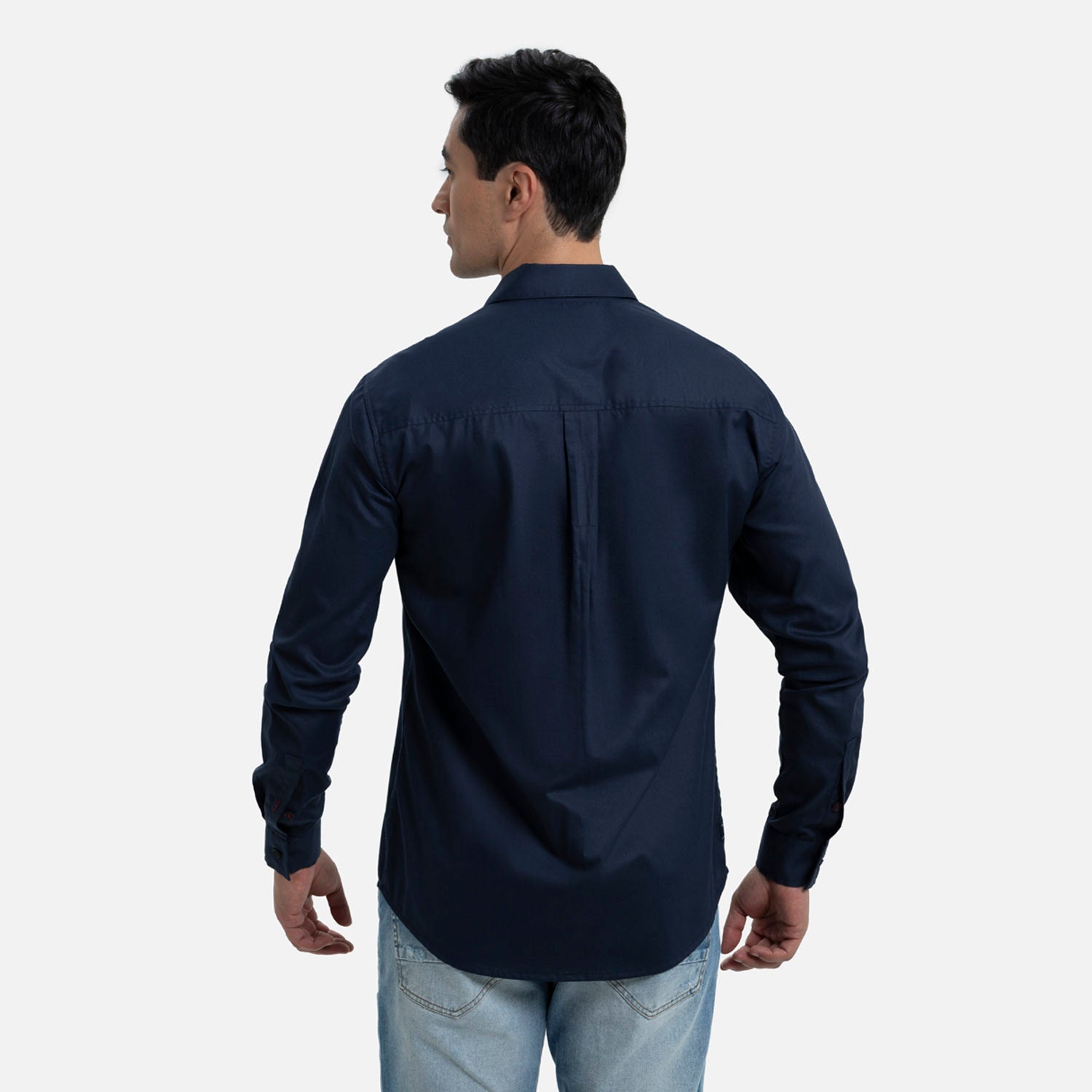 CAMISA MANGA LARGA COLOR AZUL OSCURO