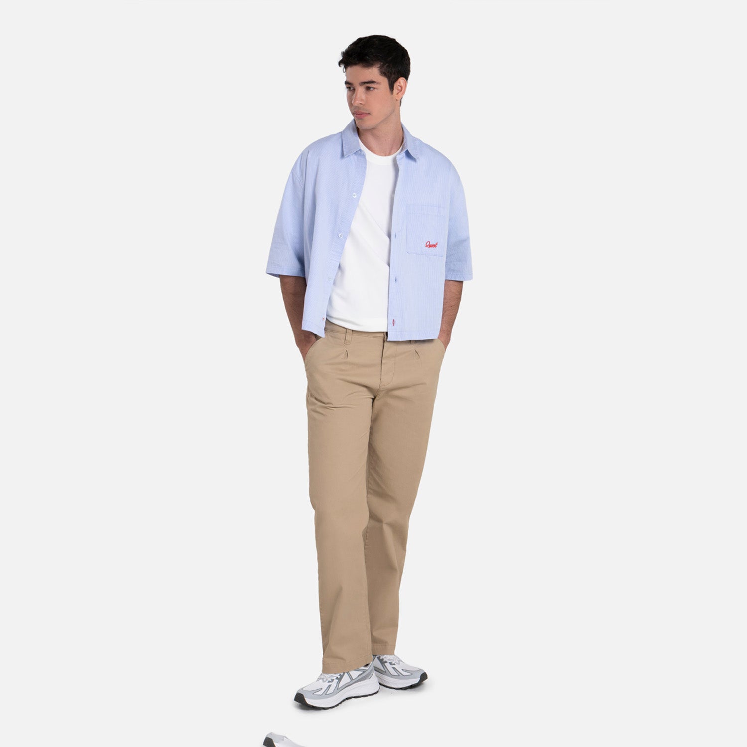 CAMISA MANGA CORTA COLOR AZUL GLACIAR