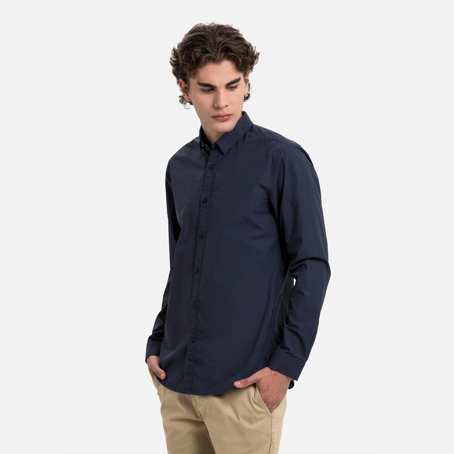 CAMISA MANGA LARGA COLOR AZUL NOCHE