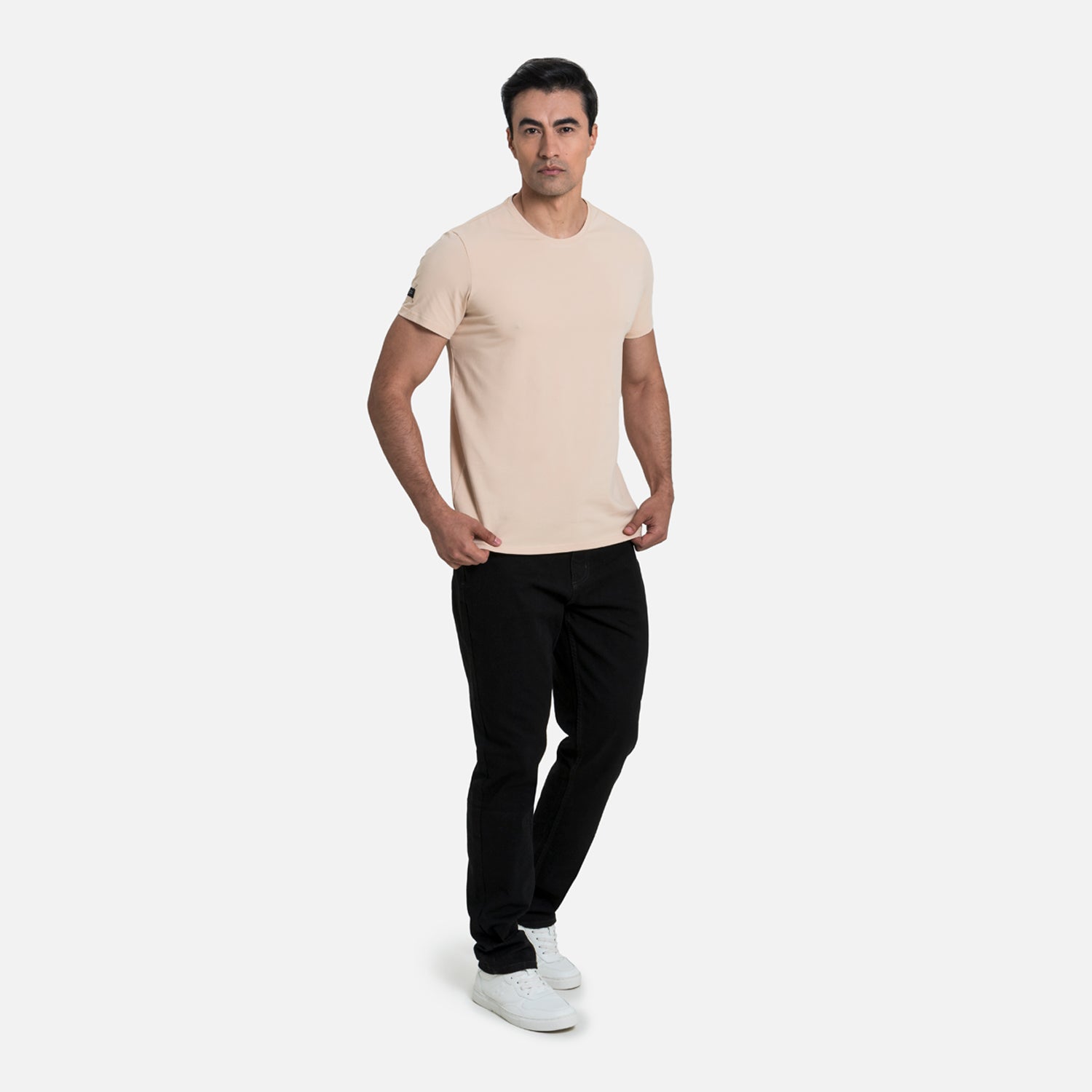 PLAYERA SLIM MANGA CORTA COLOR BEIGE MEDIO