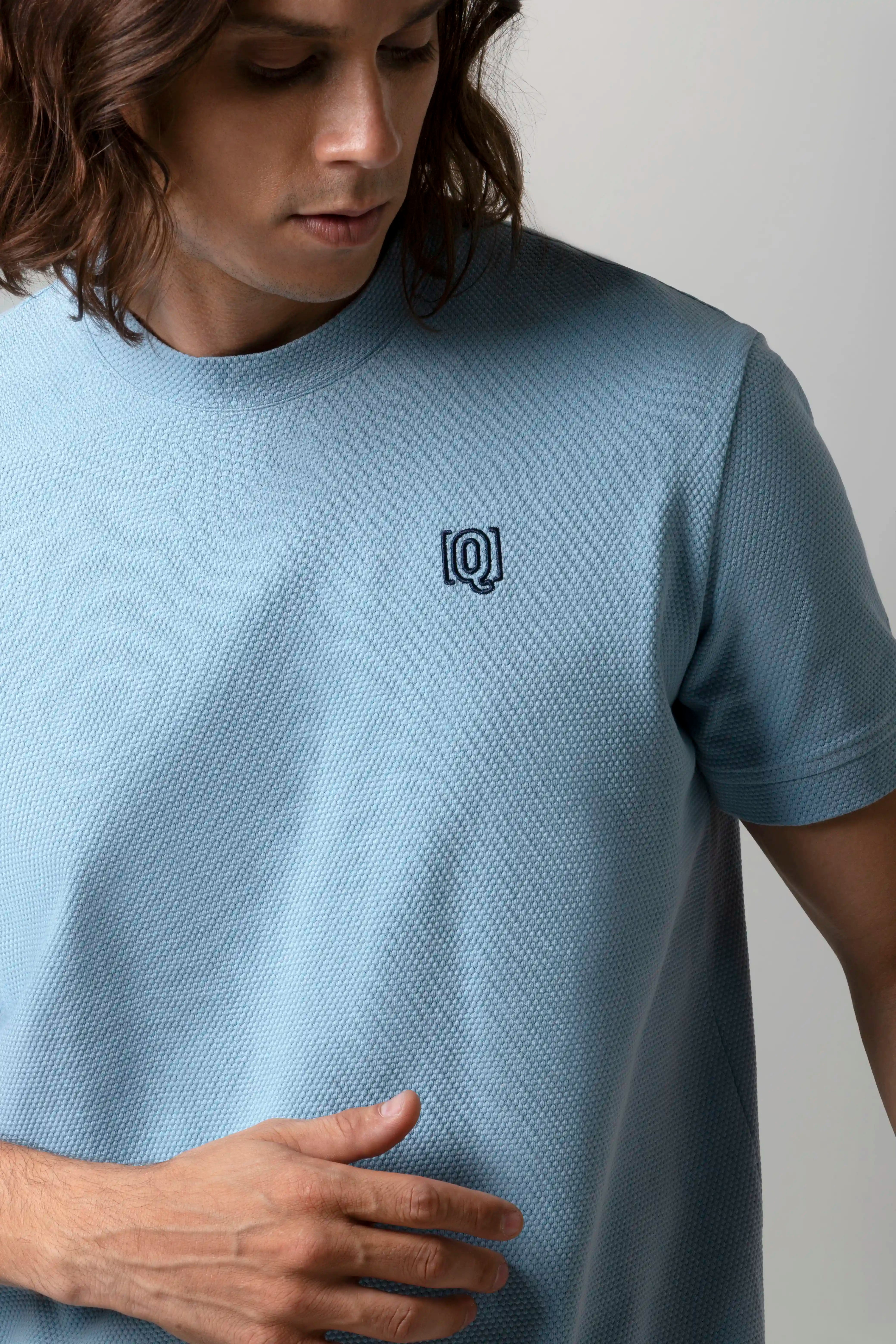 PLAYERA MANGA CORTA COLOR AZUL GLACIAR