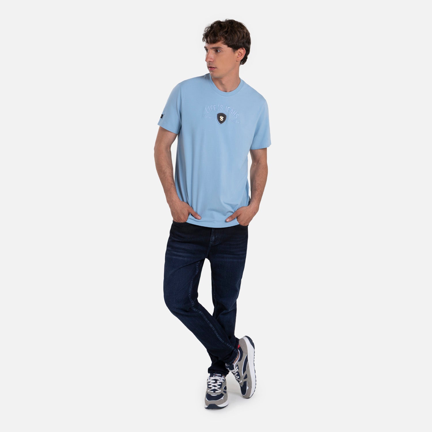 PLAYERA PREMIUM MANGA CORTA COLOR AZUL GLACIAR