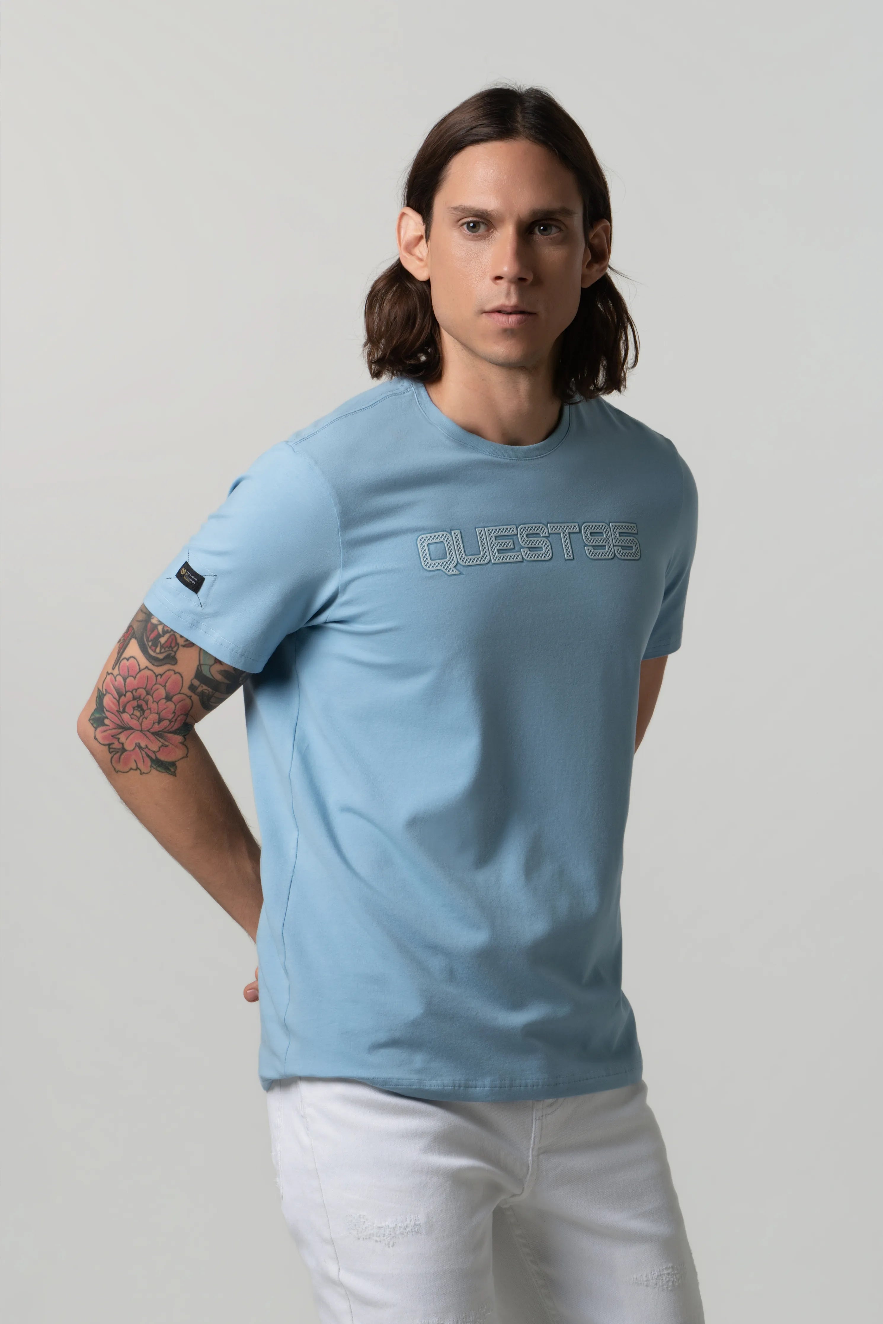 PLAYERA PREMIUM MANGA CORTA COLOR AZUL GLACIAR