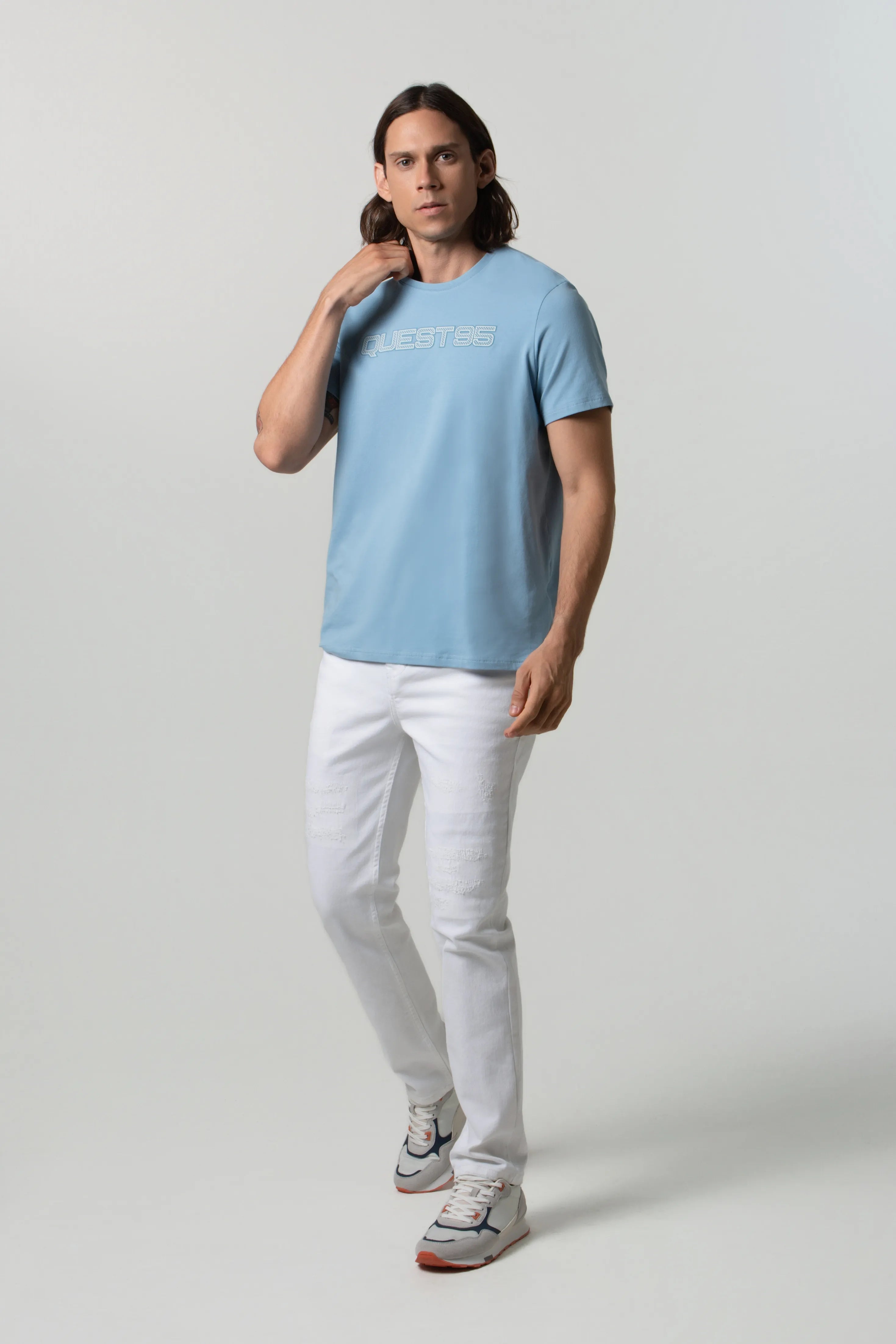 PLAYERA PREMIUM MANGA CORTA COLOR AZUL GLACIAR