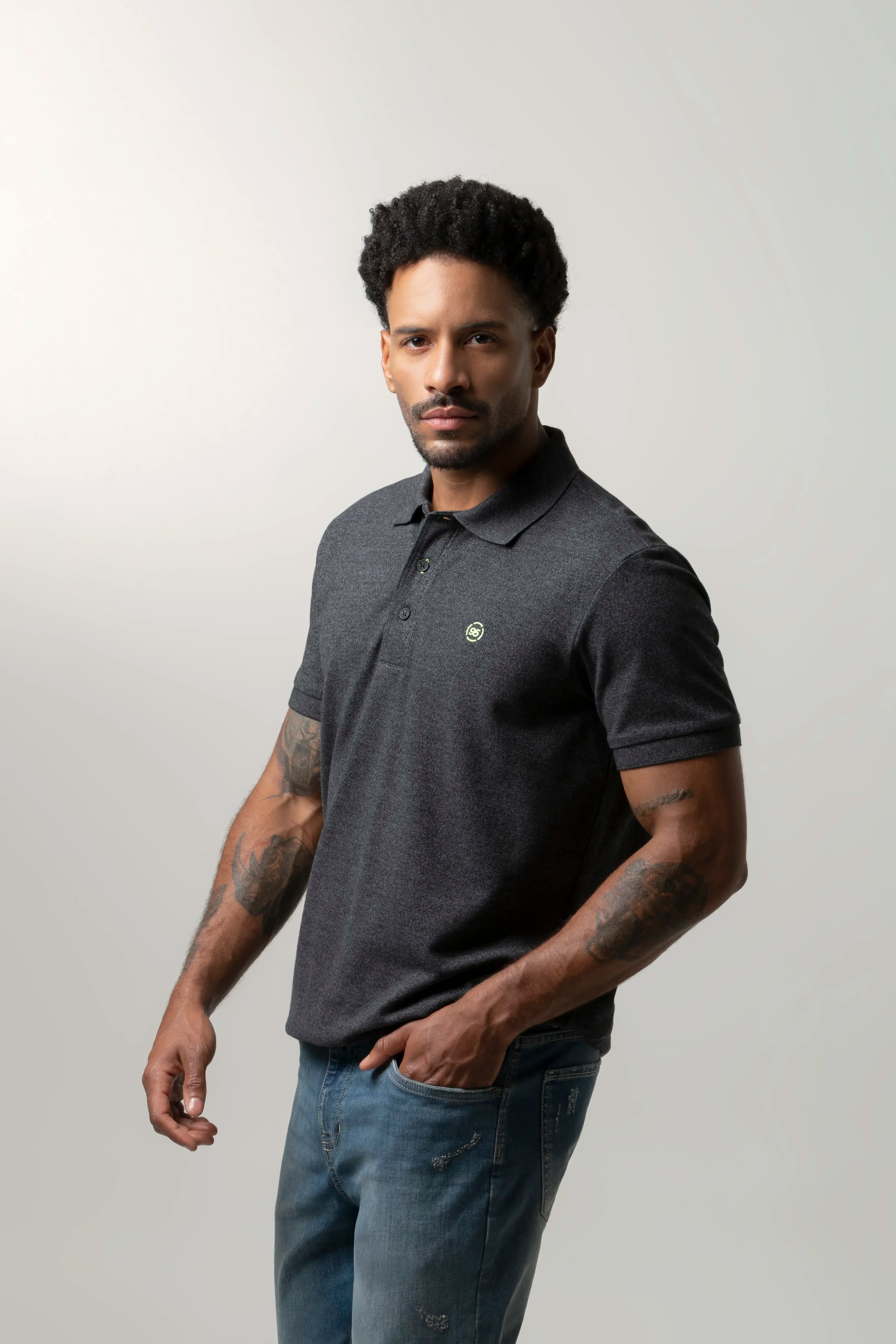 POLO MANGA CORTA COLOR NEGRO