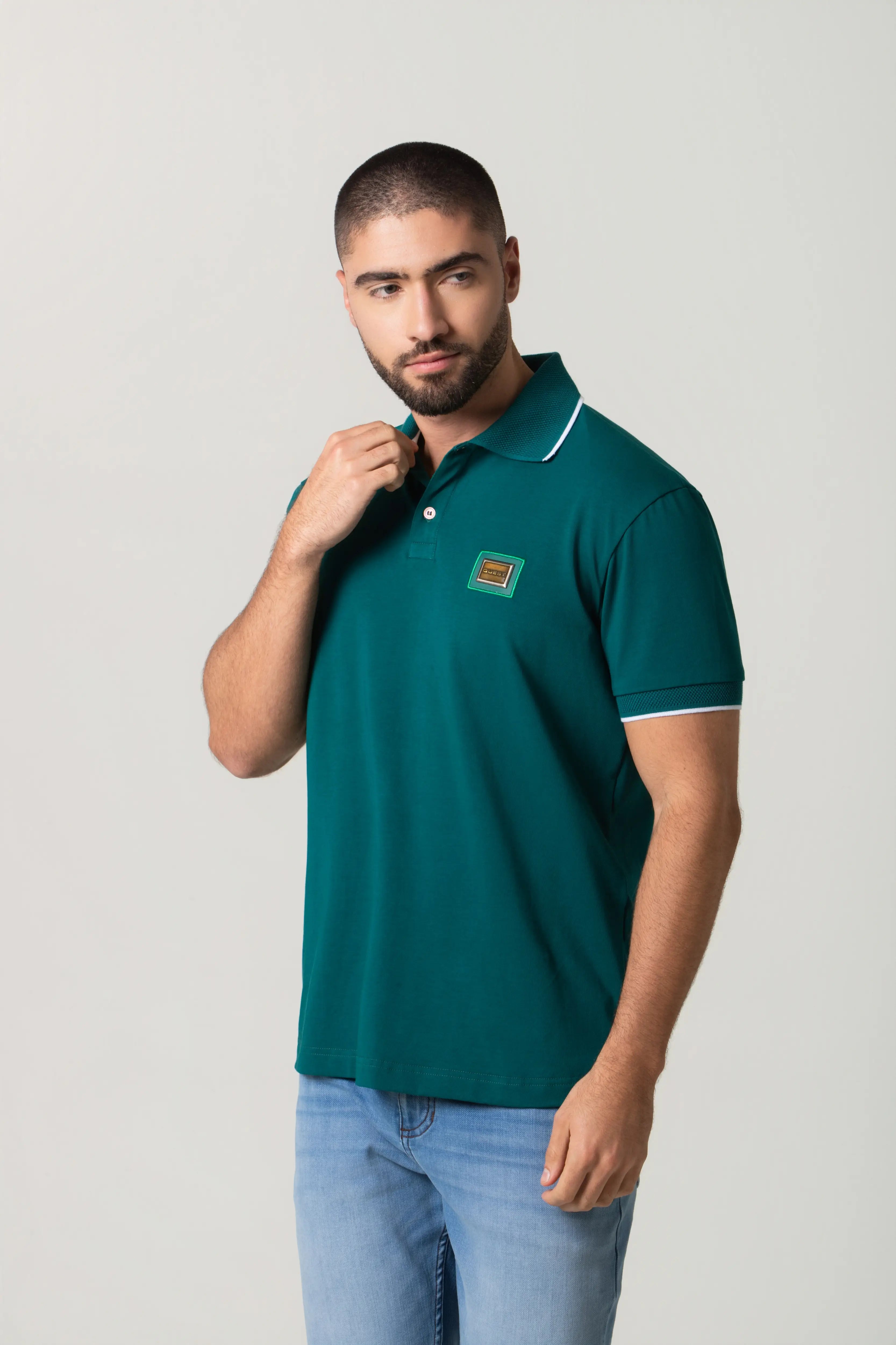 POLO MANGA CORTA COLOR VERDE TORMENTA