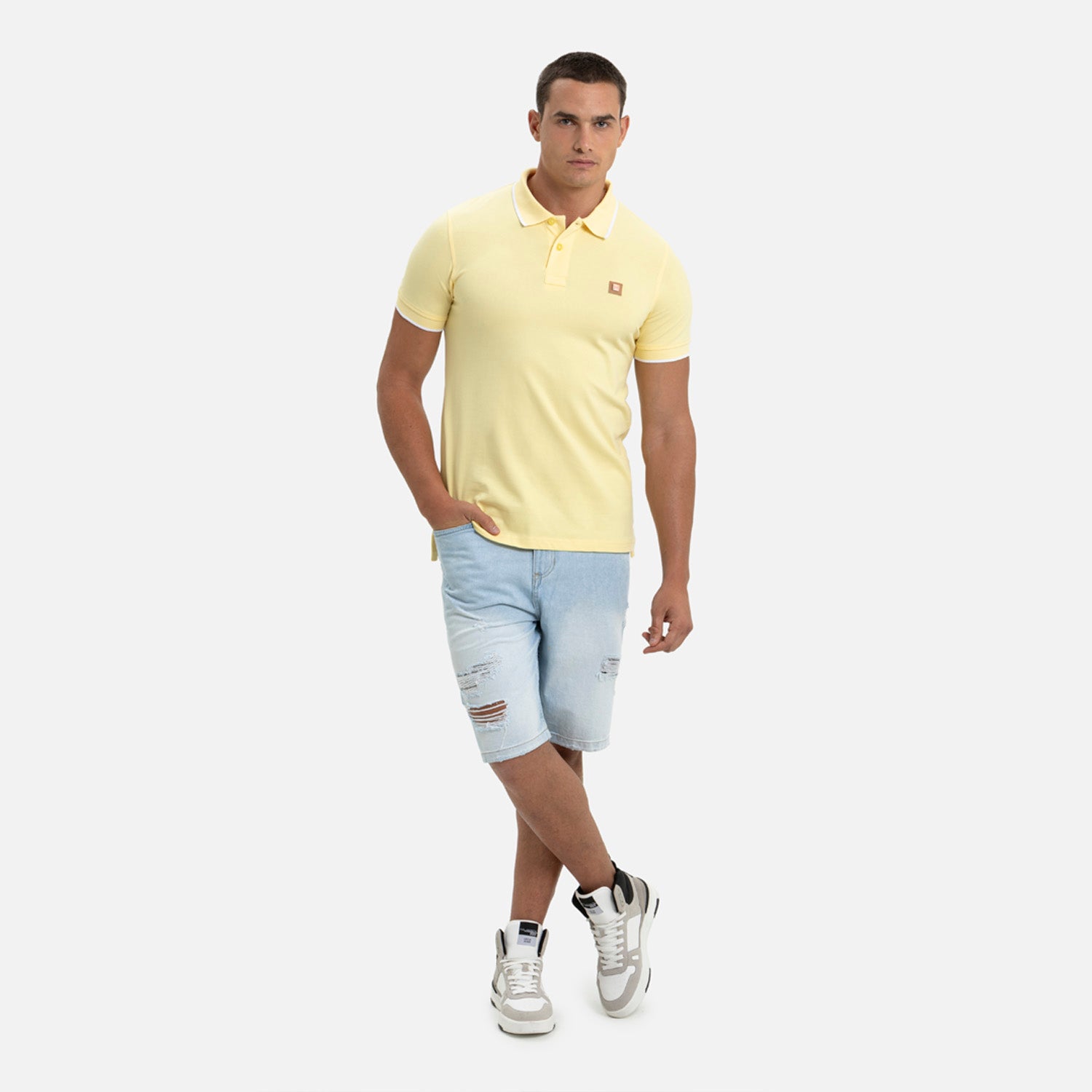 POLO TIPPING COLOR BANANA PALIDO-BLANCO