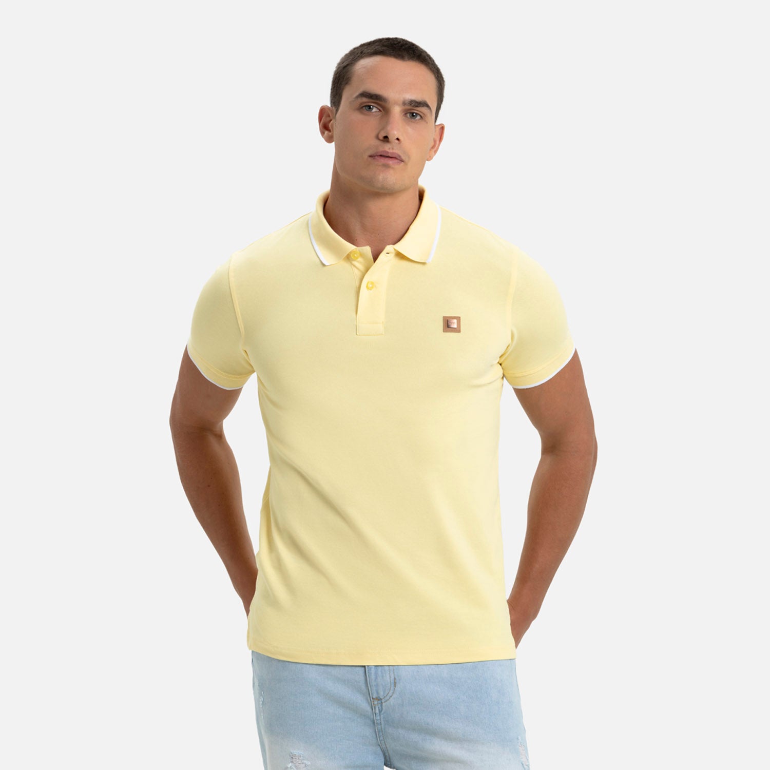 POLO TIPPING COLOR BANANA PALIDO-BLANCO
