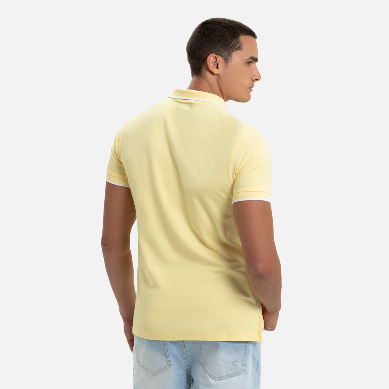 POLO TIPPING COLOR BANANA PALIDO-BLANCO