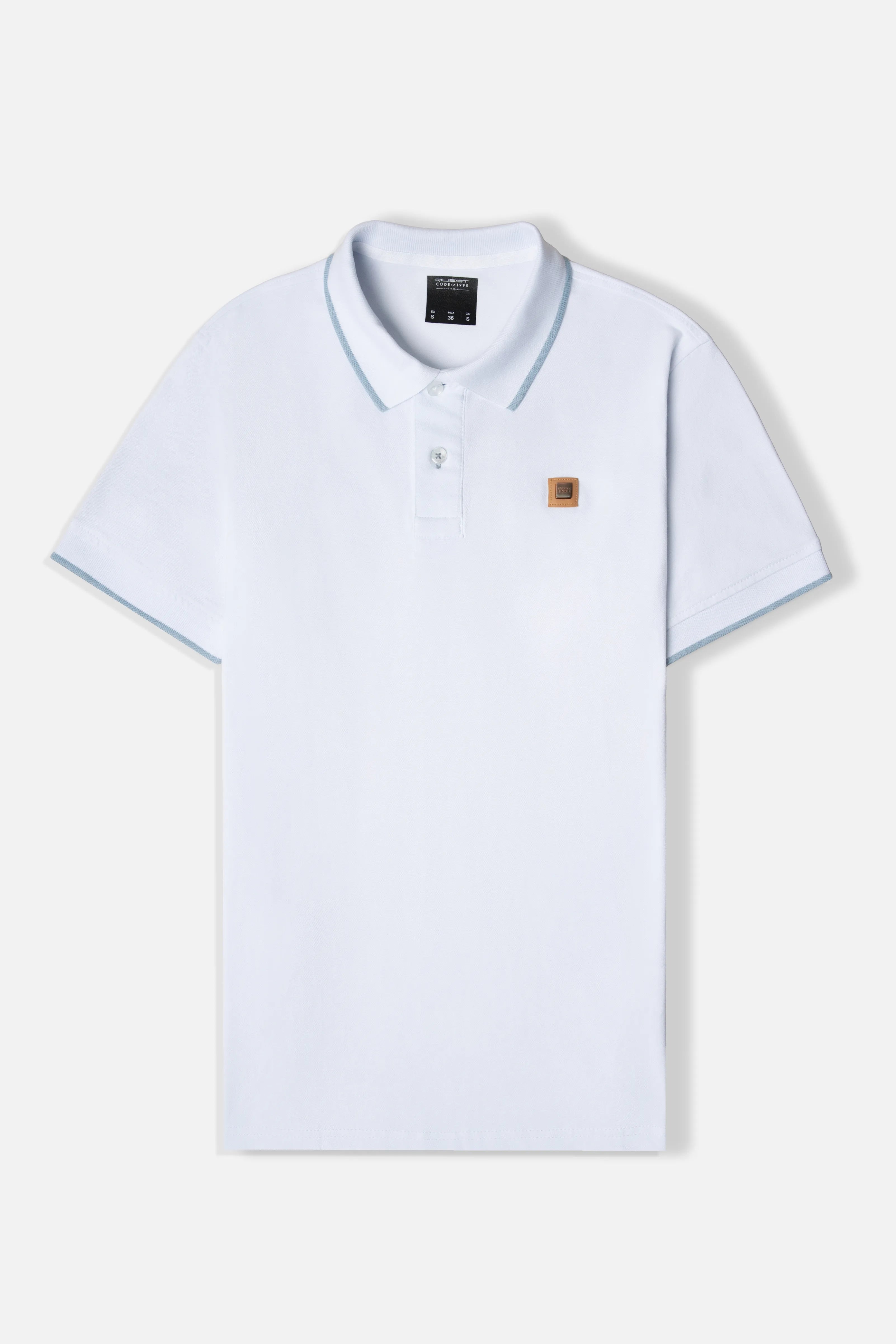 POLO TIPPING COLOR BLANCO - AZUL NIEBLA