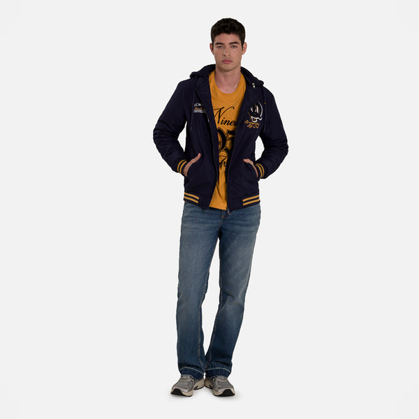 CHAMARRA BOMBER COLOR AZUL OSCURO