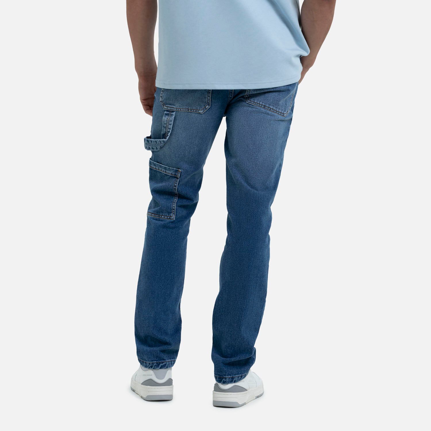 JEANS CARGO COLOR AZUL MEDIO