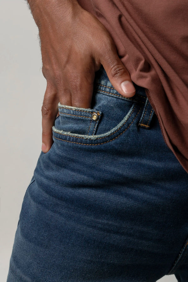 JEANS 5 BOLSILLOS COLOR AZUL OSCURO