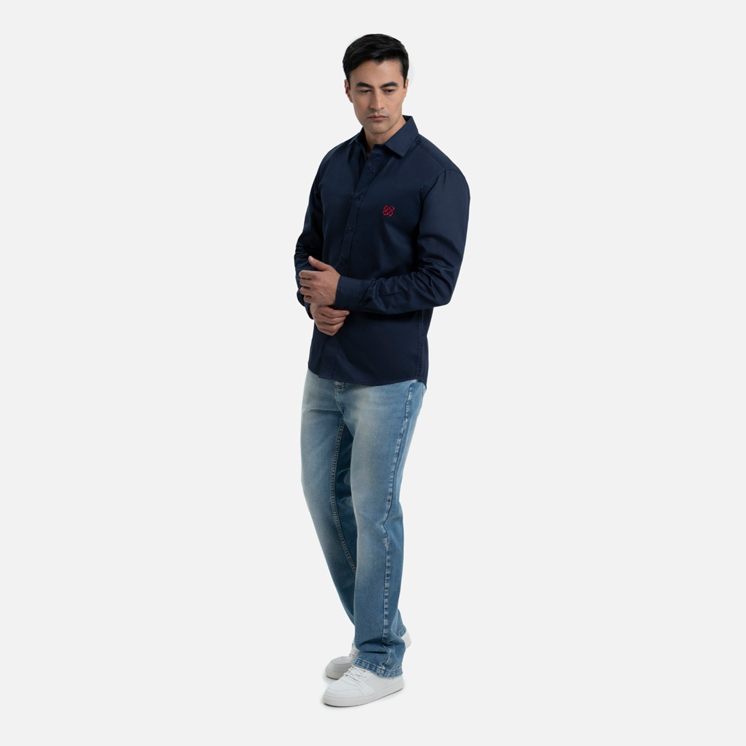 CAMISA MANGA LARGA COLOR AZUL OSCURO