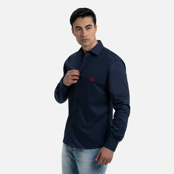 CAMISA MANGA LARGA COLOR AZUL OSCURO