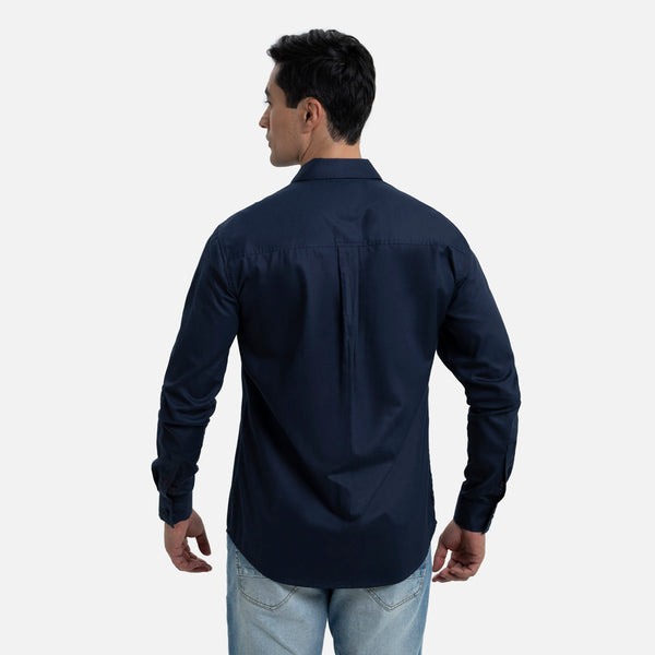 CAMISA MANGA LARGA COLOR AZUL OSCURO