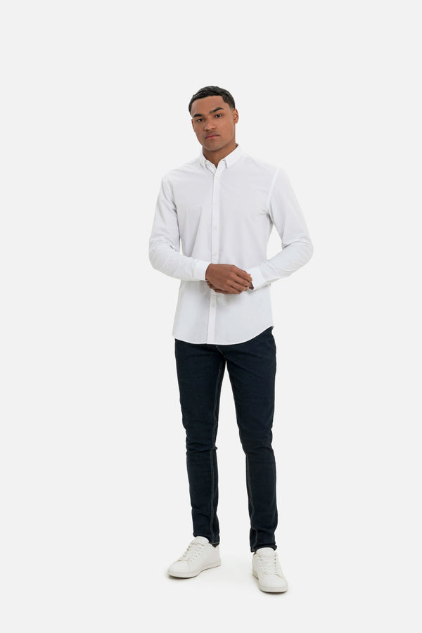 CAMISA MANGA LARGA COLOR BLANCO OPTICO