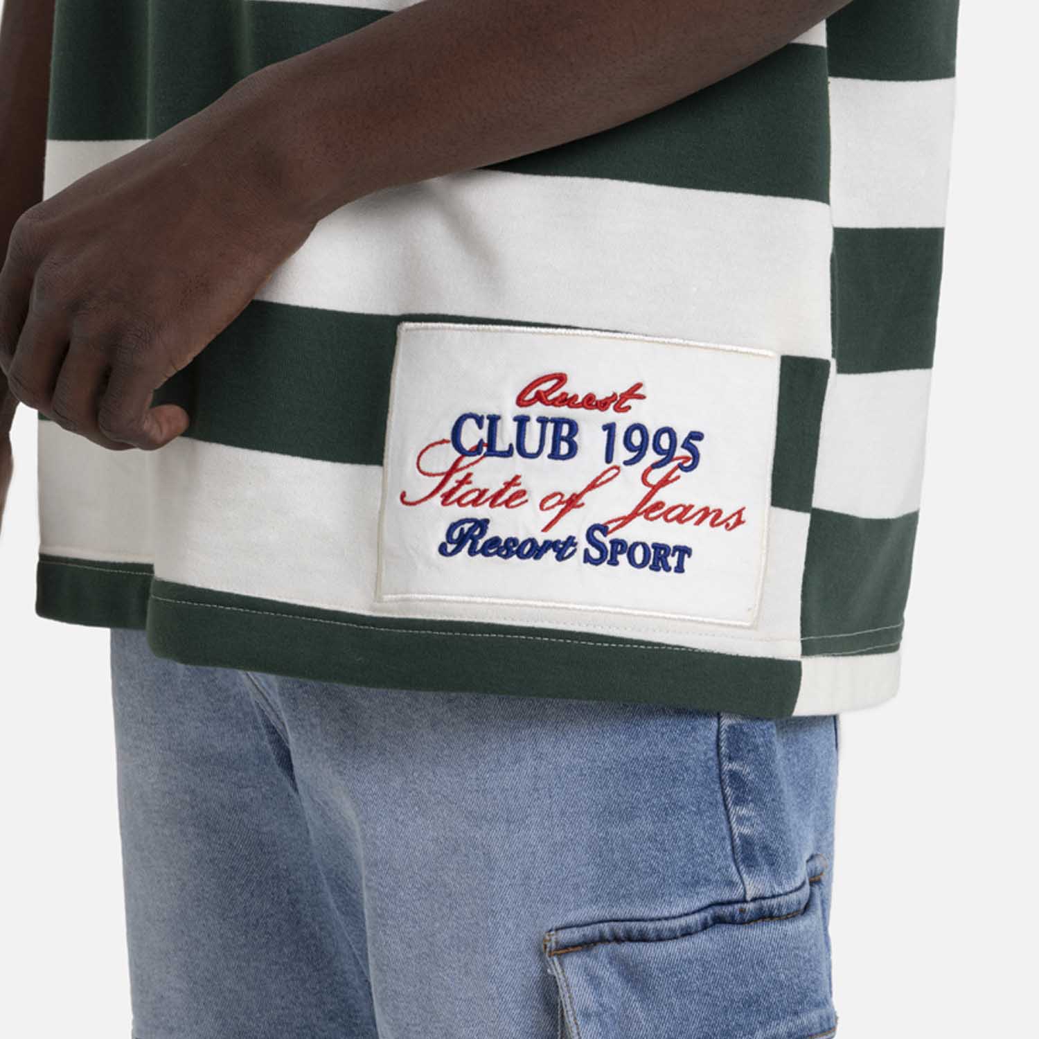 PLAYERA MANGA CORTA COLOR VERDE TENIS-IVORY MARFIL