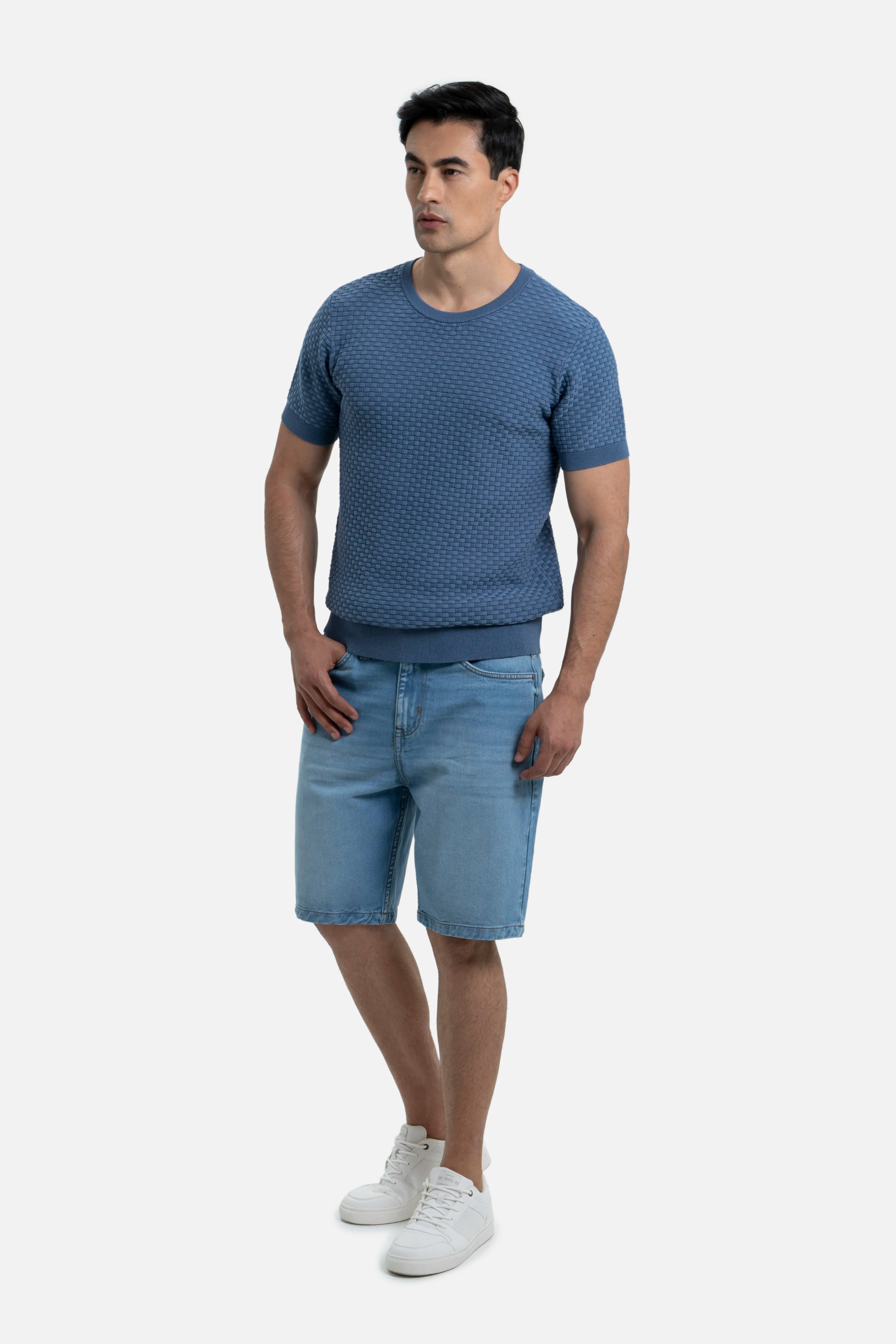 PLAYERA MANGA CORTA COLOR AZUL INDIGO