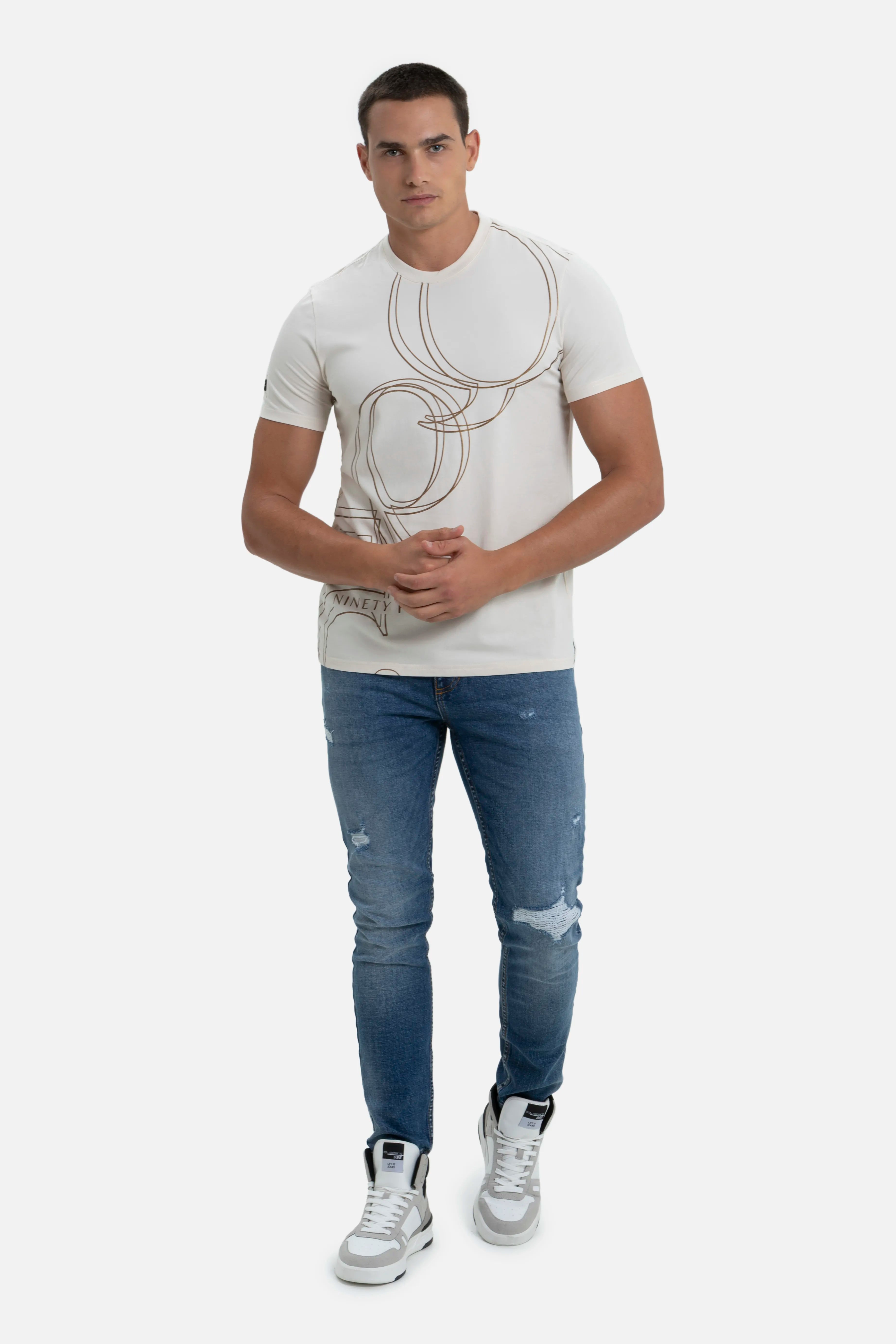 PLAYERA PREMIUM MANGA CORTA COLOR WHITECAP GRAY