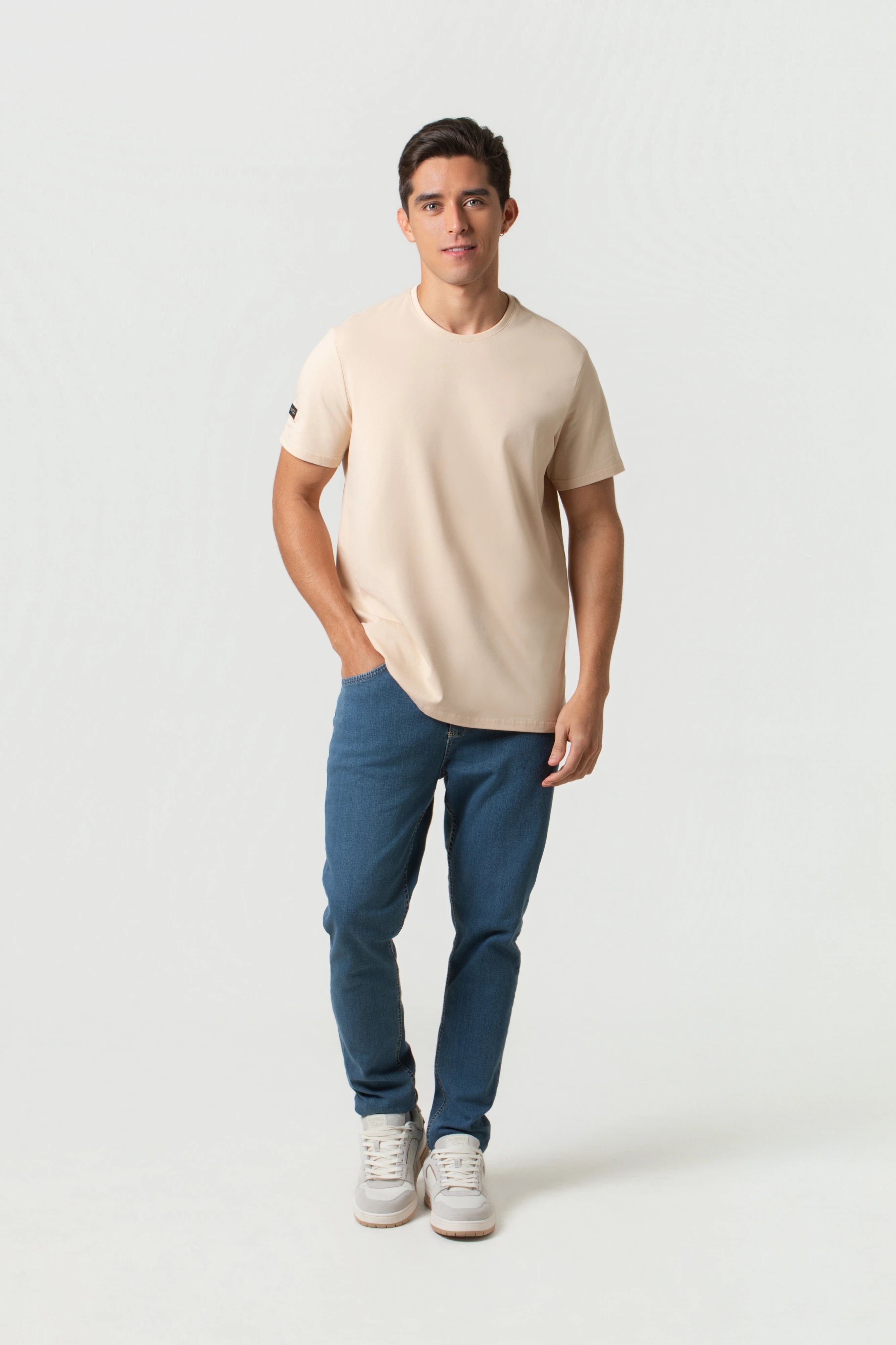 PLAYERA PREMIUM MANGA CORTA COLOR BEIGE MEDIO