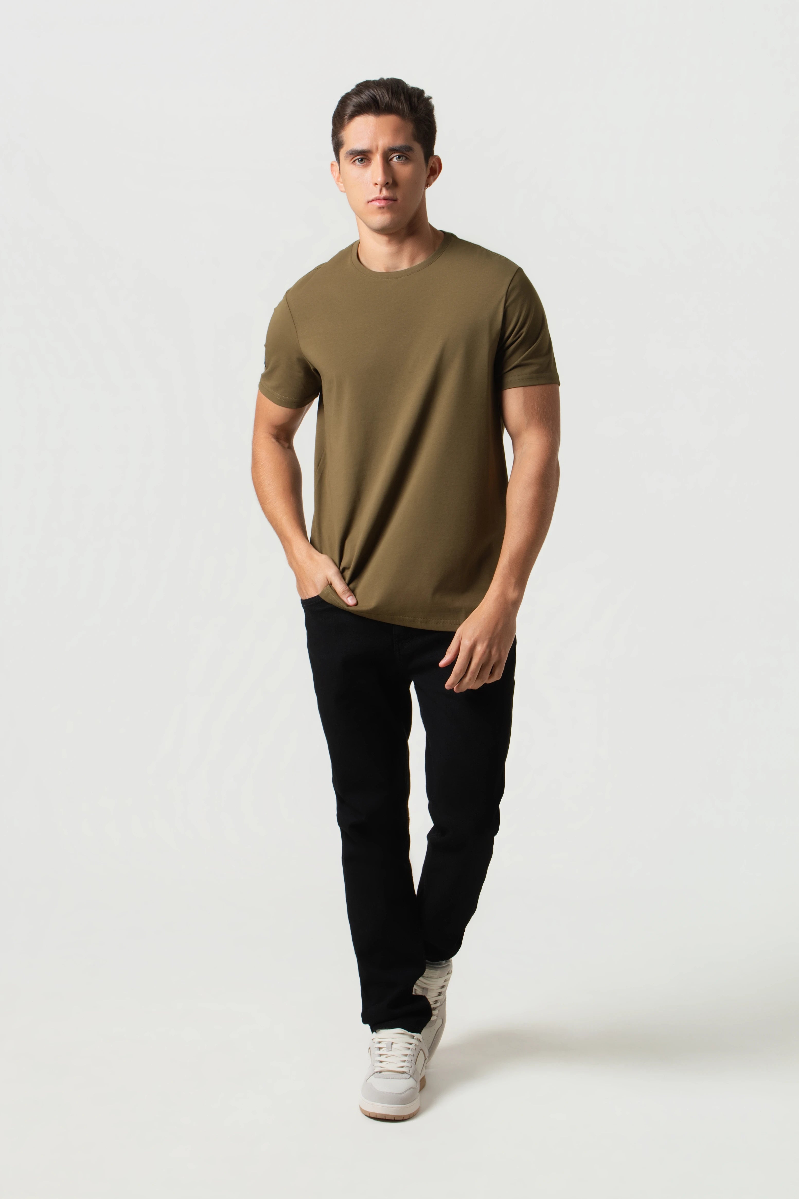 PLAYERA PREMIUM MANGA CORTA COLOR DARK OLIVA
