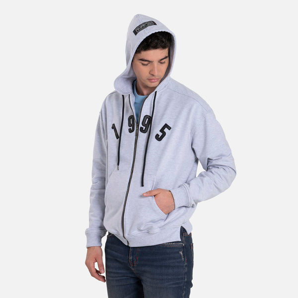 SUDADERA ABIERTO COLOR GRIS JASPE CLARO