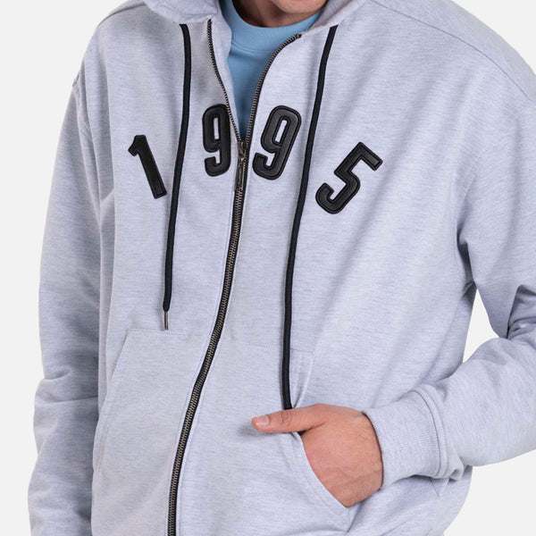 SUDADERA ABIERTO COLOR GRIS JASPE CLARO