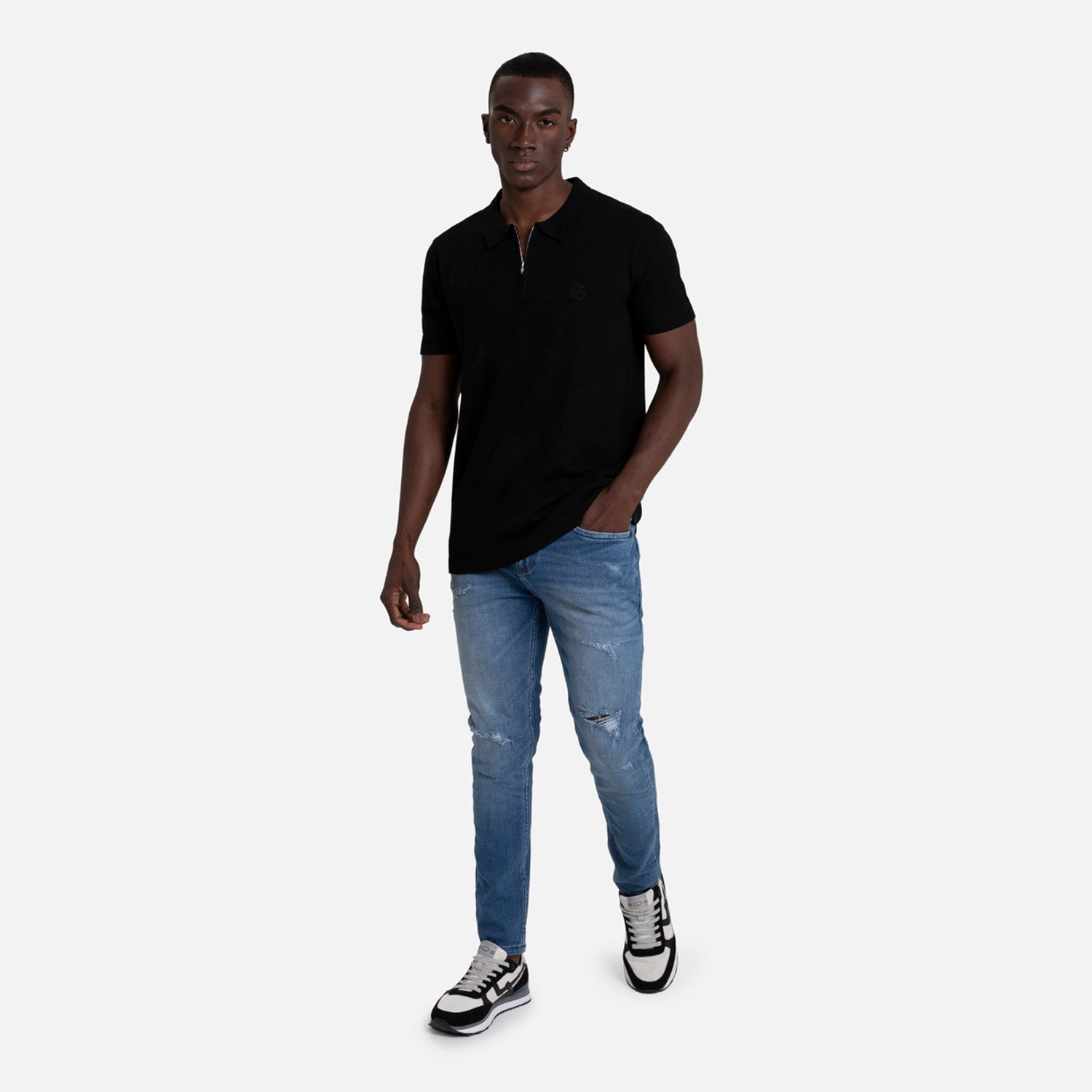 POLO MANGA CORTA COLOR NEGRO