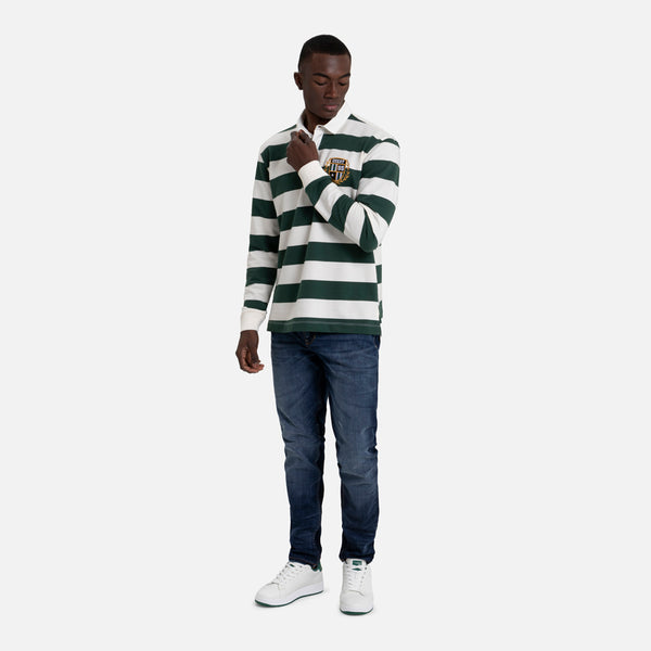 POLO MANGA LARGA COLOR VERDE TENIS-IVORY MARFIL