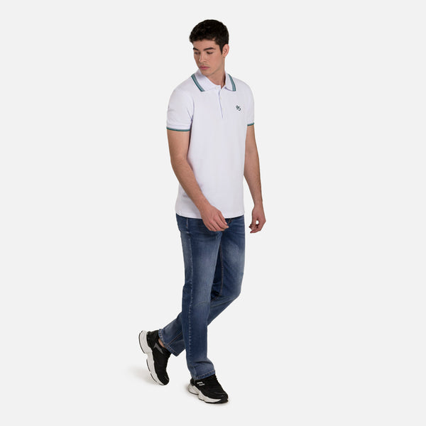 POLO MANGA CORTA COLOR BLANCO OPTICO