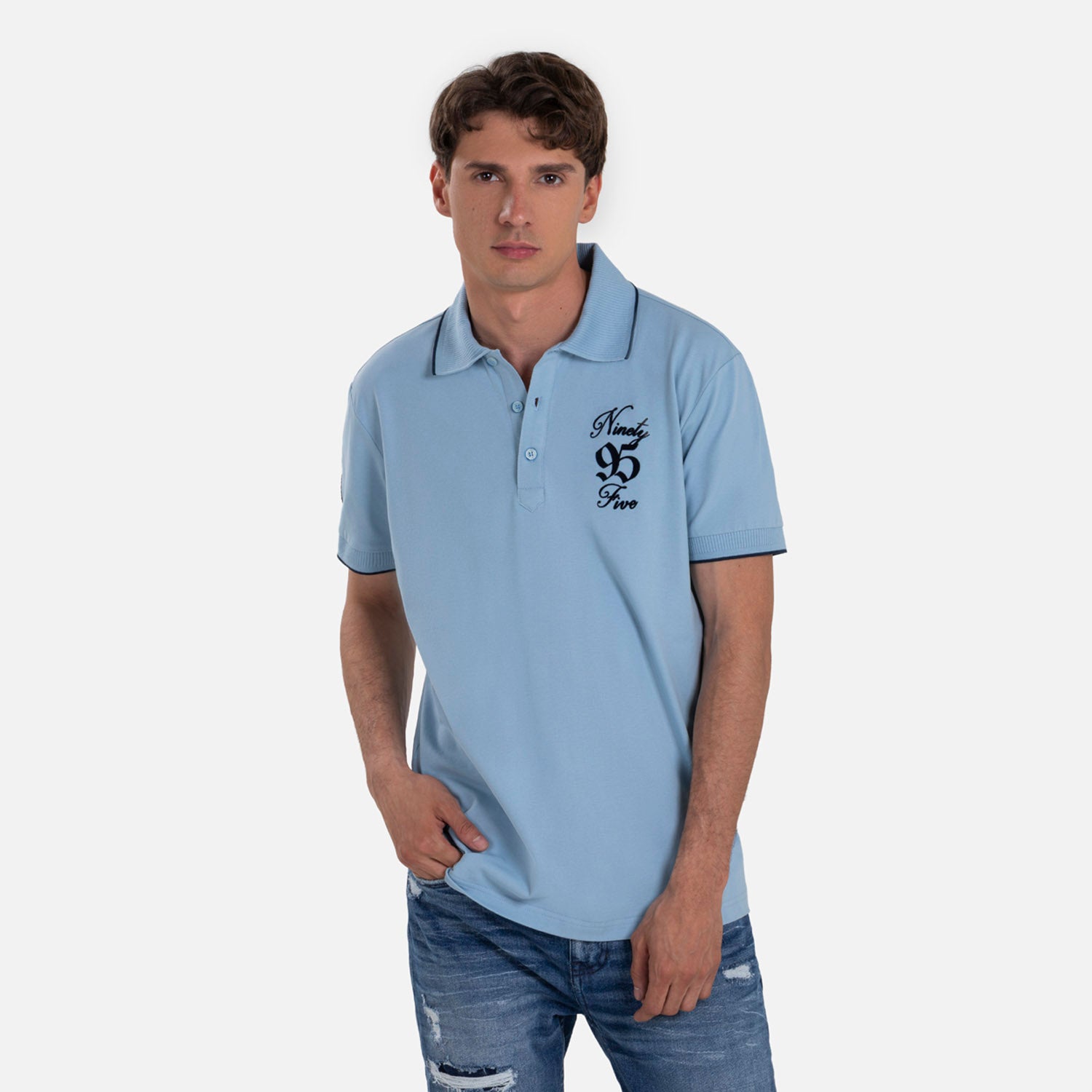 POLO MANGA CORTA COLOR AZUL GLACIAR