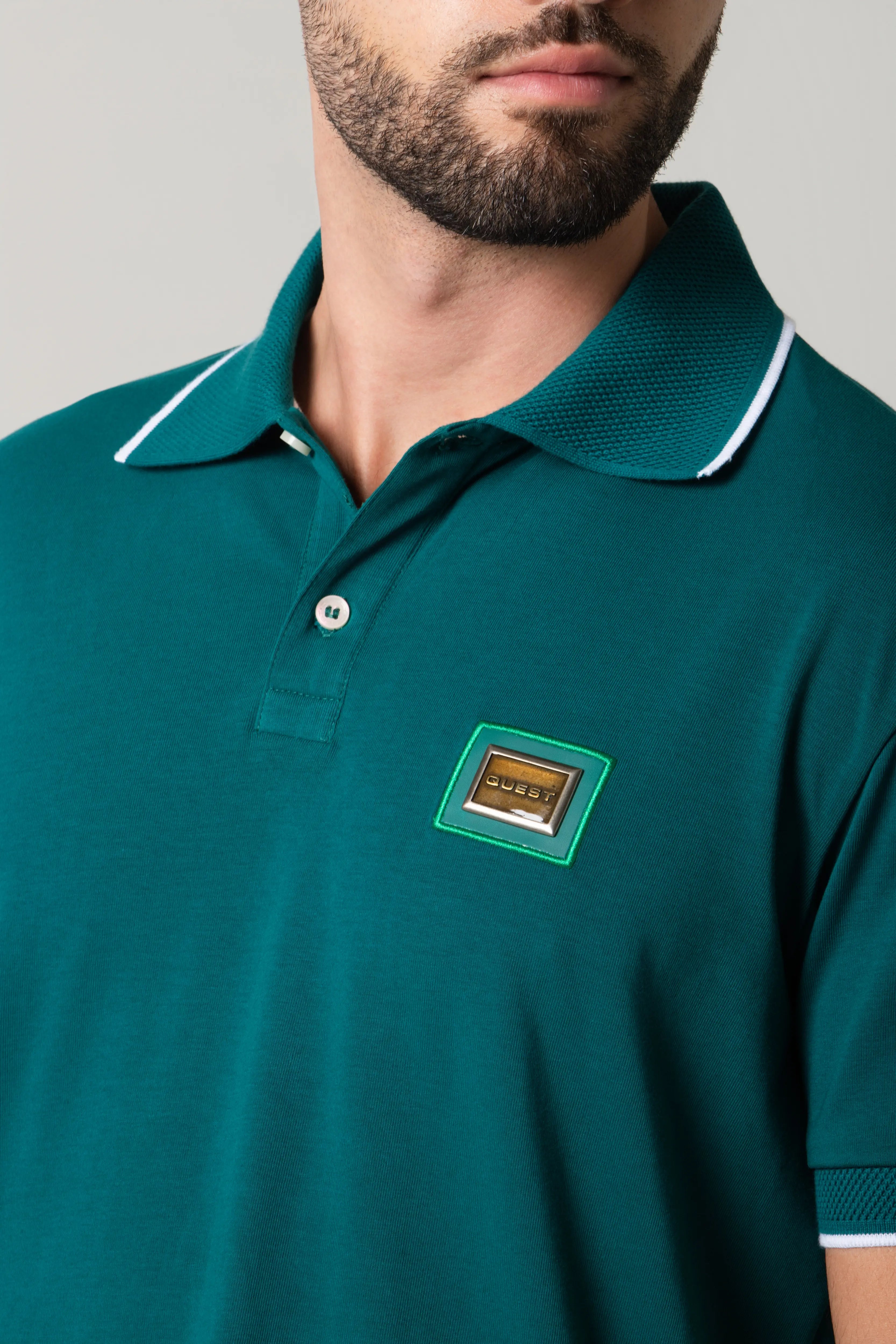 POLO MANGA CORTA COLOR VERDE TORMENTA