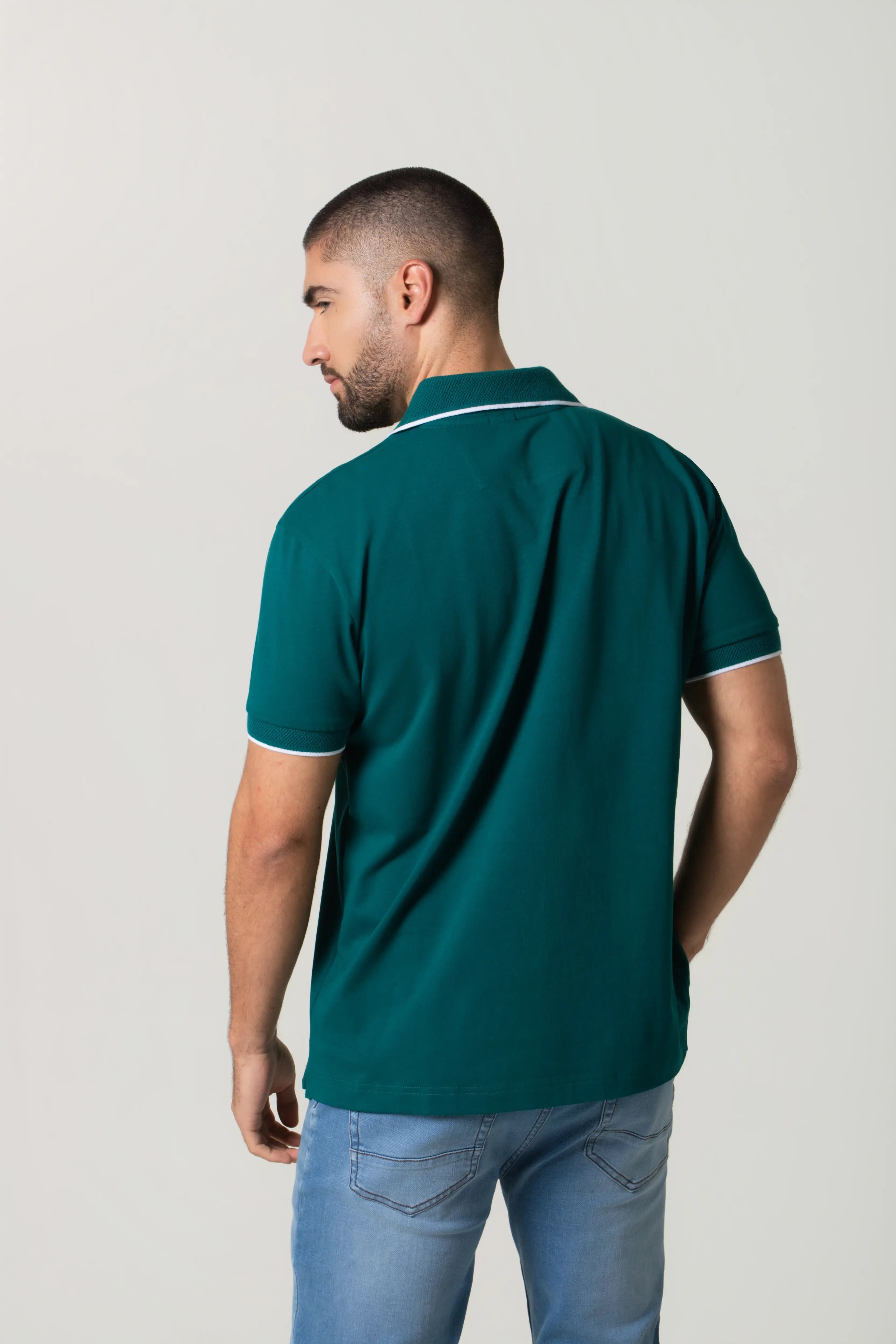 POLO MANGA CORTA COLOR VERDE TORMENTA