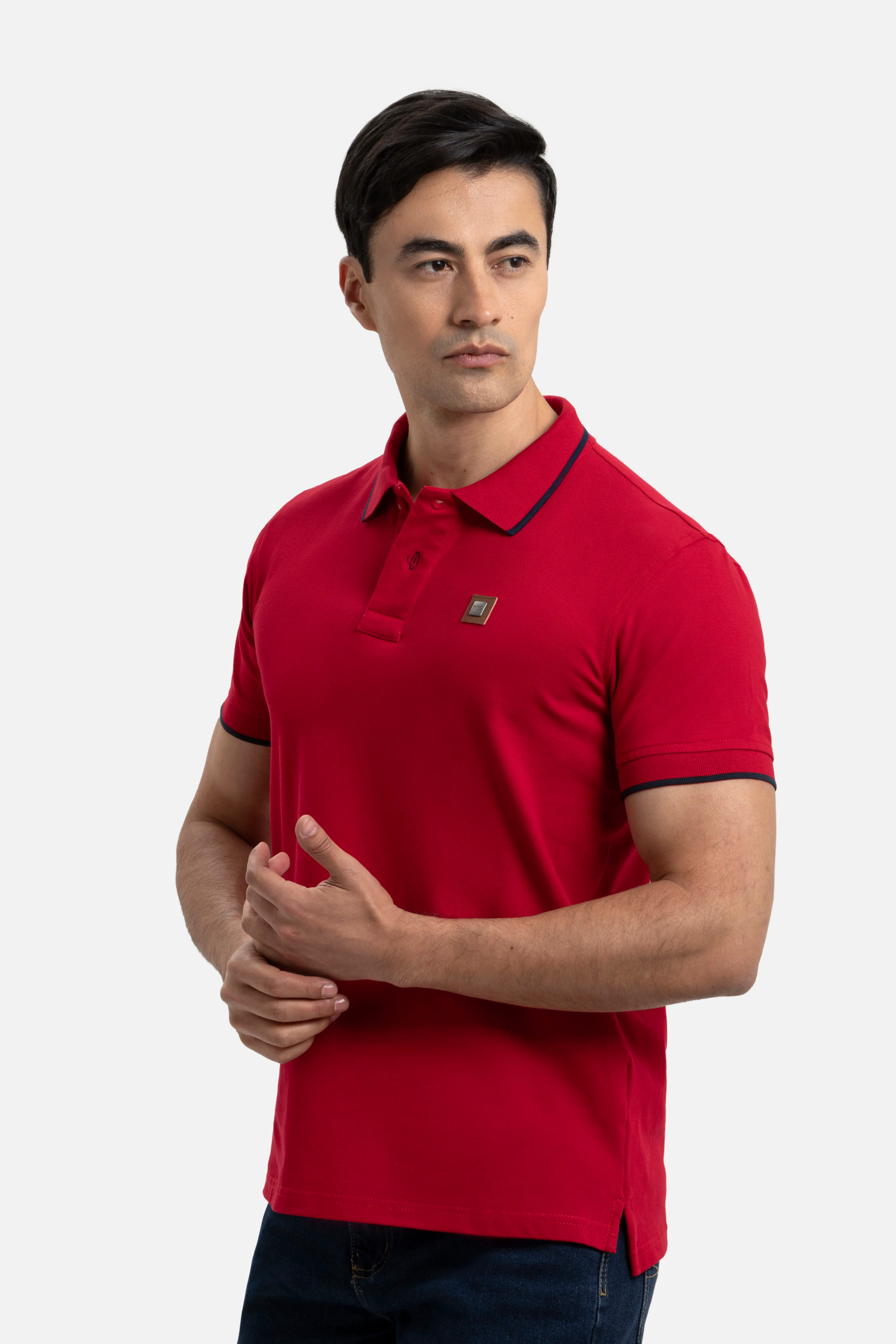 POLO TIPPING COLOR ROJO - AZUL OSCURO