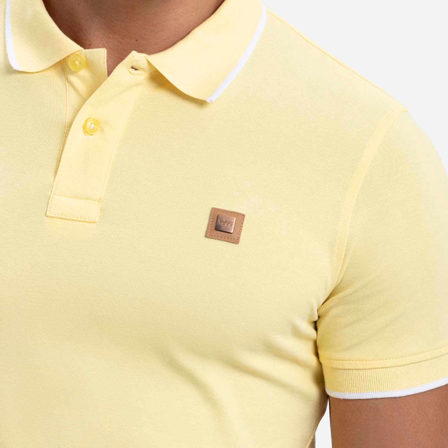 POLO TIPPING COLOR BANANA PALIDO-BLANCO