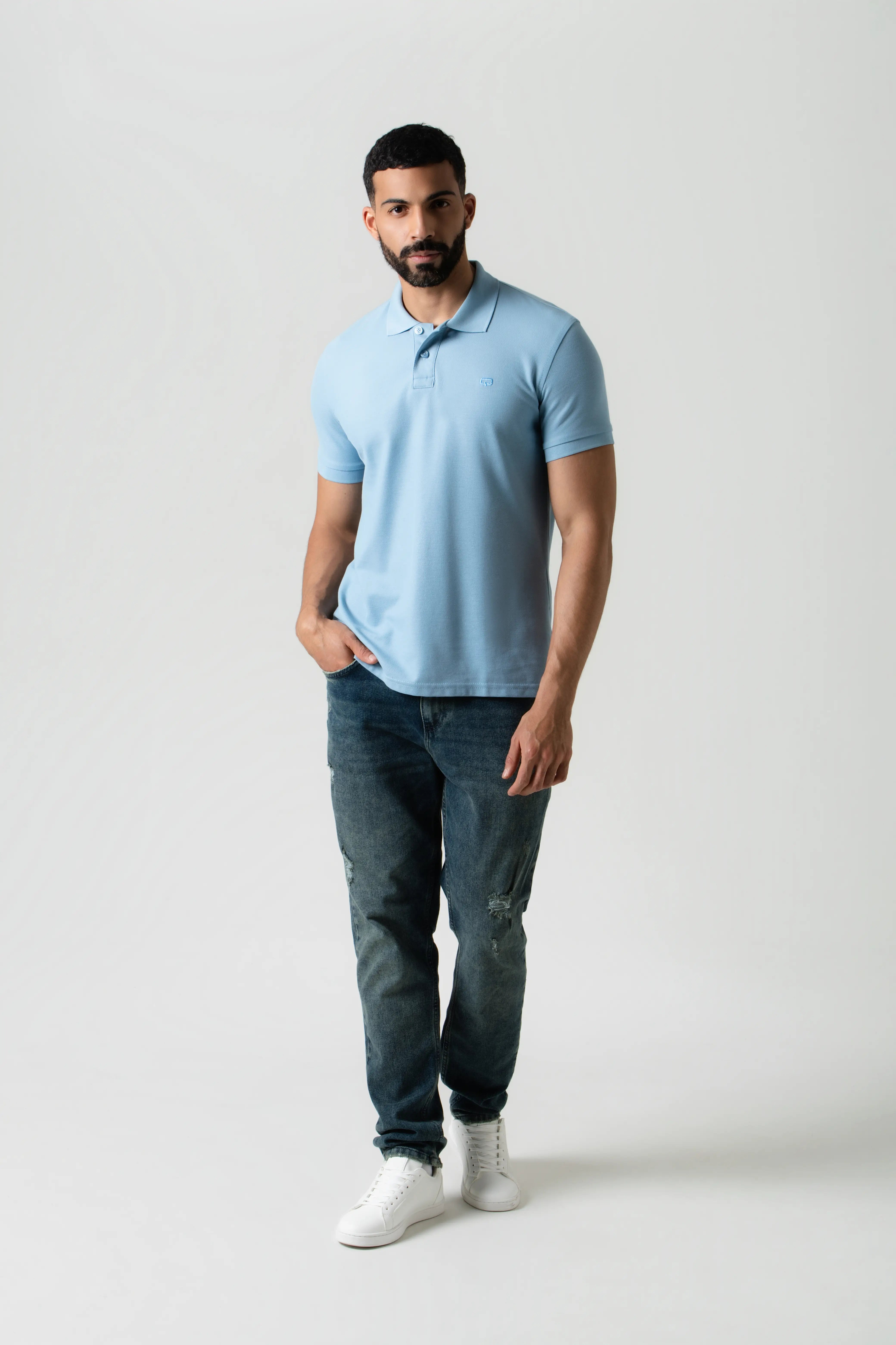 POLO SLIM COLOR AZUL GLACIAR